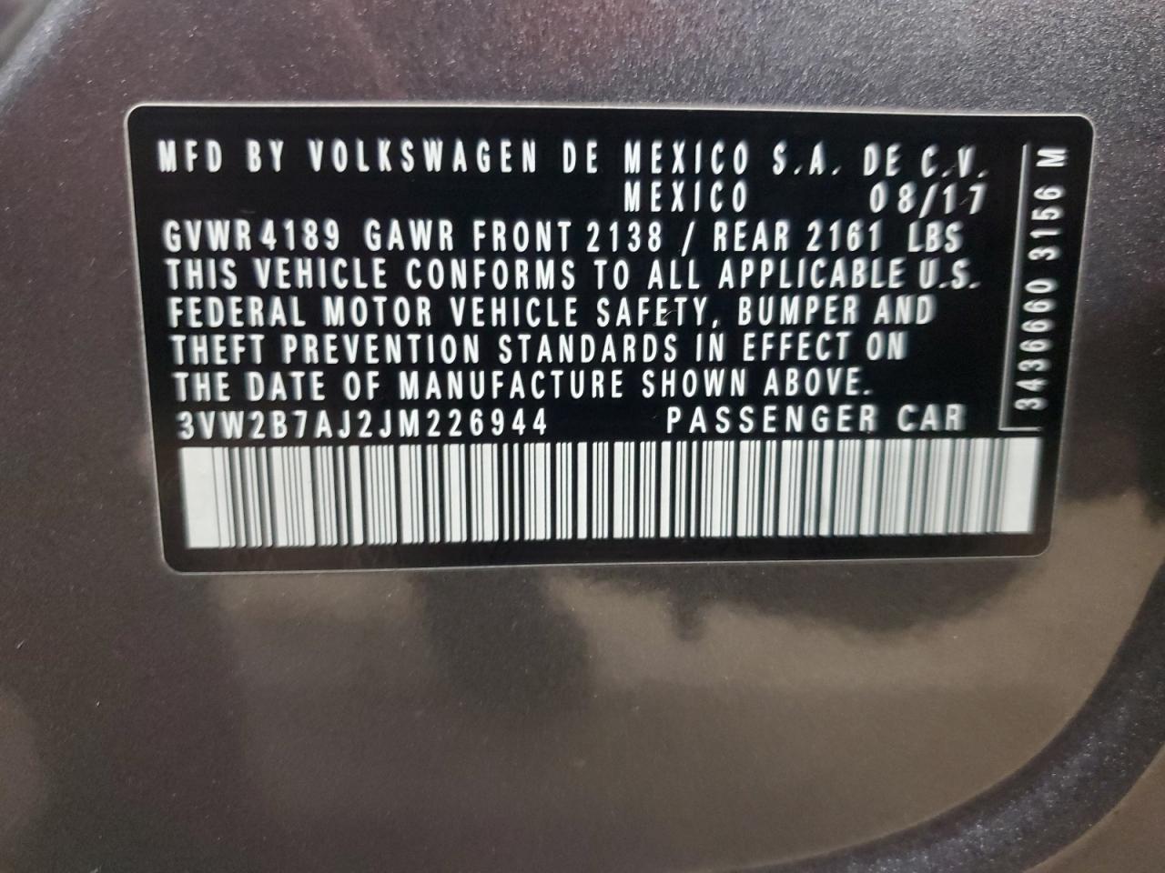 2021 Volkswagen Jetta S VIN: 3VW2B7AJ2M226944 Lot: 50952375