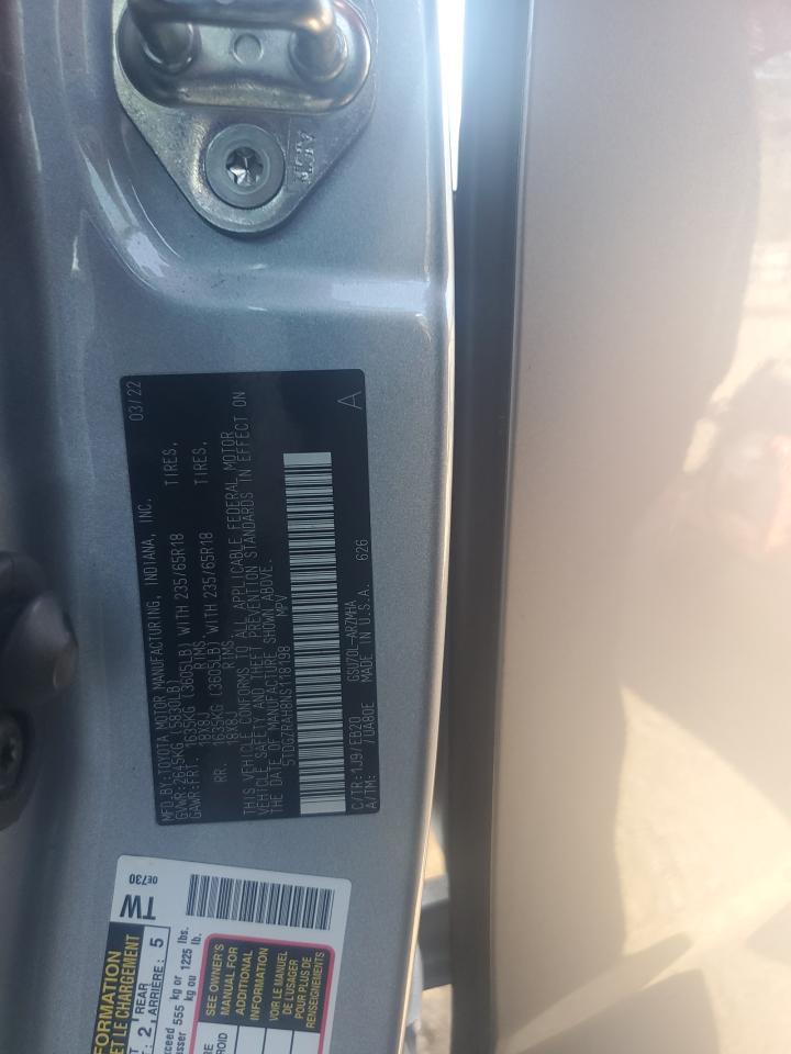 2022 Toyota Highlander Xle VIN: 5TDGZRAH8NS118198 Lot: 48530815