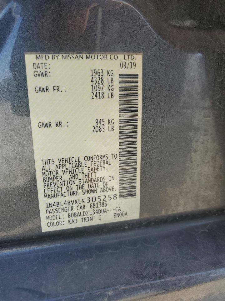 2020 Nissan Altima S VIN: 1N4BL4BVXLN305258 Lot: 49812445