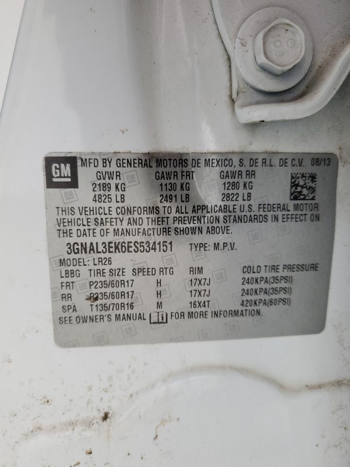 2014 Chevrolet Captiva Lt VIN: 3GNAL3EK6ES534151 Lot: 50469065