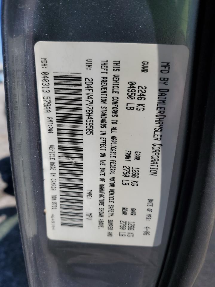 2006 Dodge Magnum Sxt VIN: 2D4FV47V76H459585 Lot: 47638085