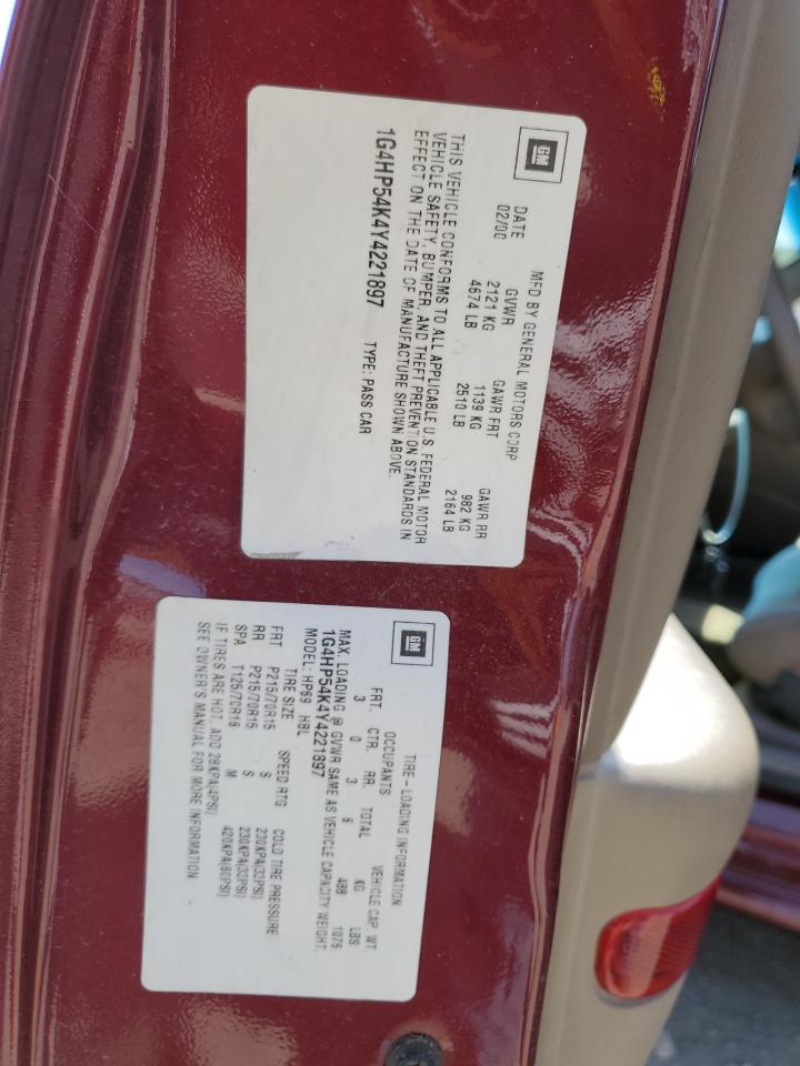 2000 Buick Lesabre Custom VIN: 1G4HP54K4Y4221897 Lot: 51321585