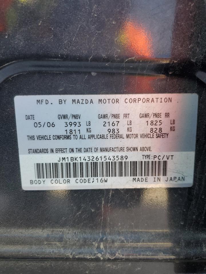 2006 Mazda 3 Hatchback VIN: JM1BK143261543589 Lot: 49863735