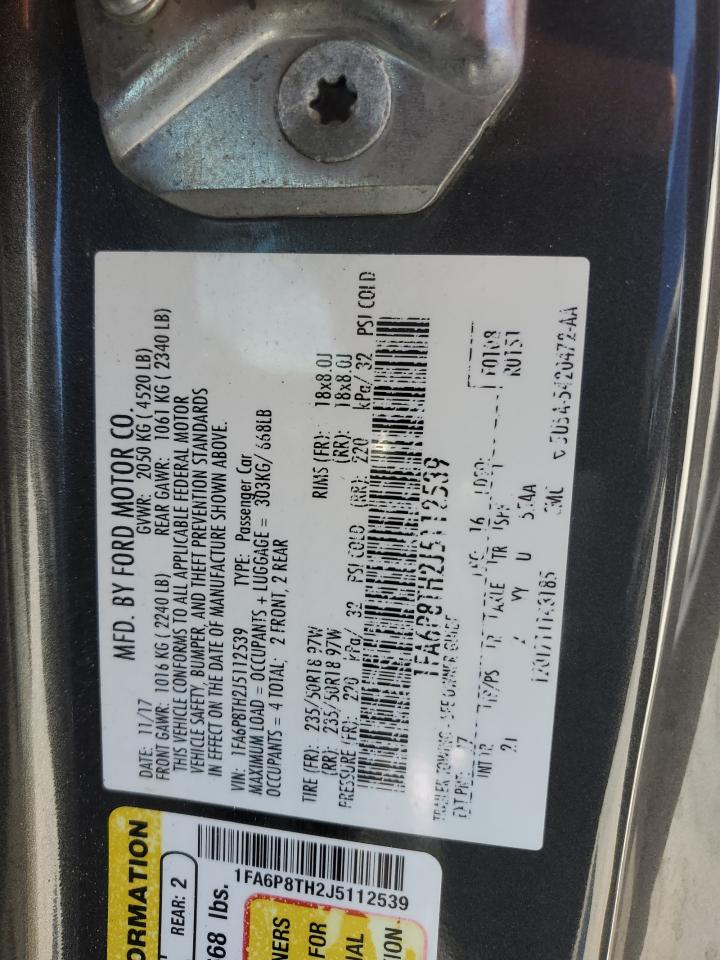 2018 Ford Mustang VIN: 1FA6P8TH2J5112539 Lot: 47789165