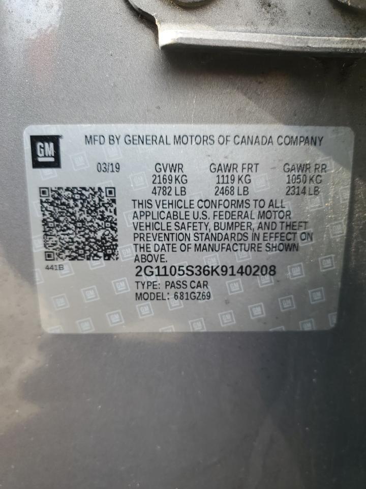 2019 Chevrolet Impala Premier VIN: 2G1105S36K9140208 Lot: 47755135