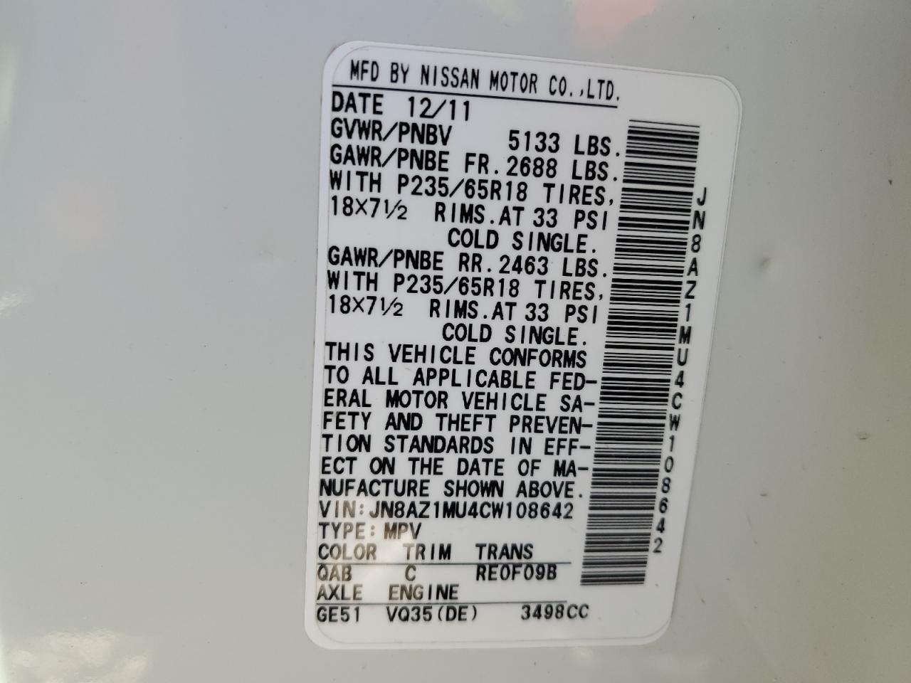 2012 Nissan Murano - Image 16