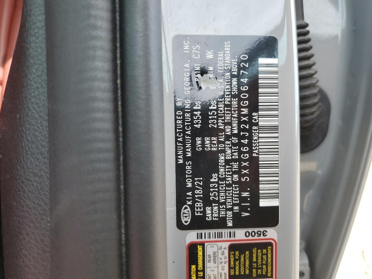 2021 Kia K5 Gt Line VIN: 5XXG64J2XMG064720 Lot: 49024755