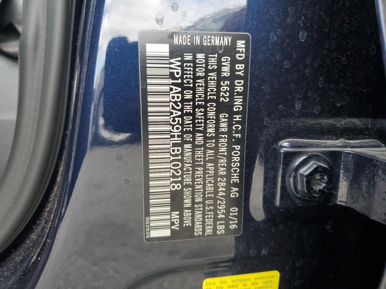 2017 Porsche Macan S VIN: WP1AB2A59HLB10218 Lot: 47450525