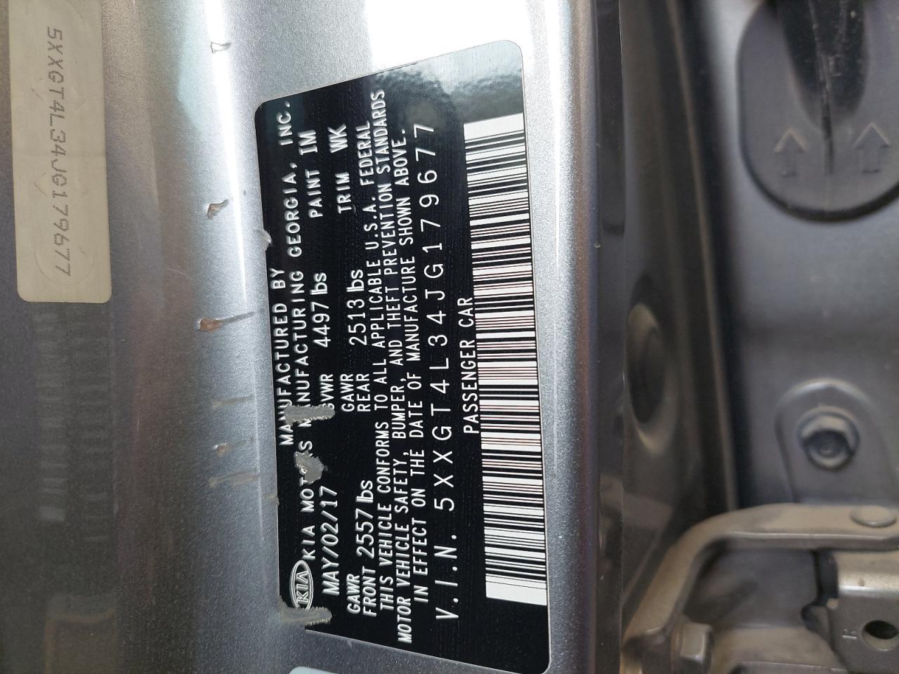 5XXGT4L34JG179677 - 2018 Kia OPTIMA - #47900075