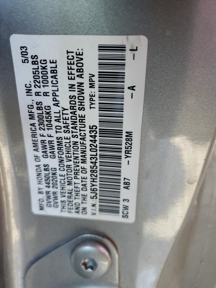 2003 Honda Element Ex VIN: 5J6YH28543L024435 Lot: 49677755