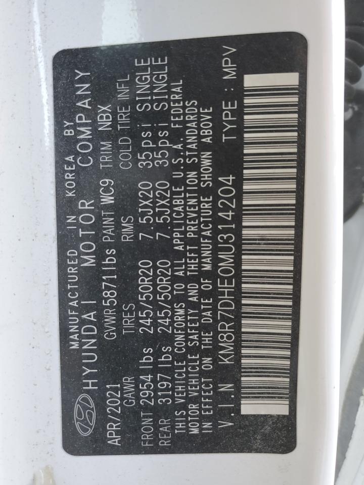 2021 Hyundai Palisade Calligraphy VIN: KM8R7DHE0MU314204 Lot: 49709725