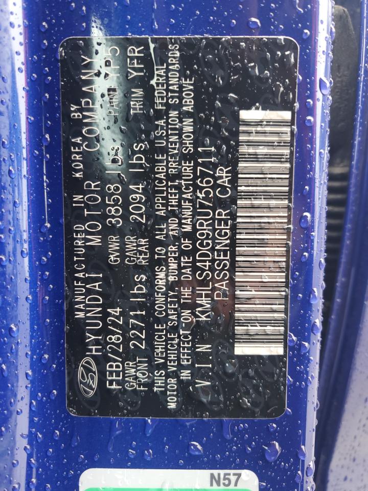 2024 Hyundai Elantra Sel VIN: KMHLS4DG9RU756711 Lot: 50960655