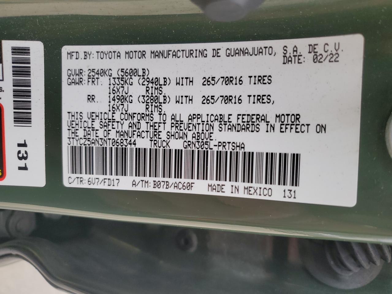 2022 Toyota Tacoma Double Cab VIN: 3TYCZ5AN3NT068344 Lot: 49769065