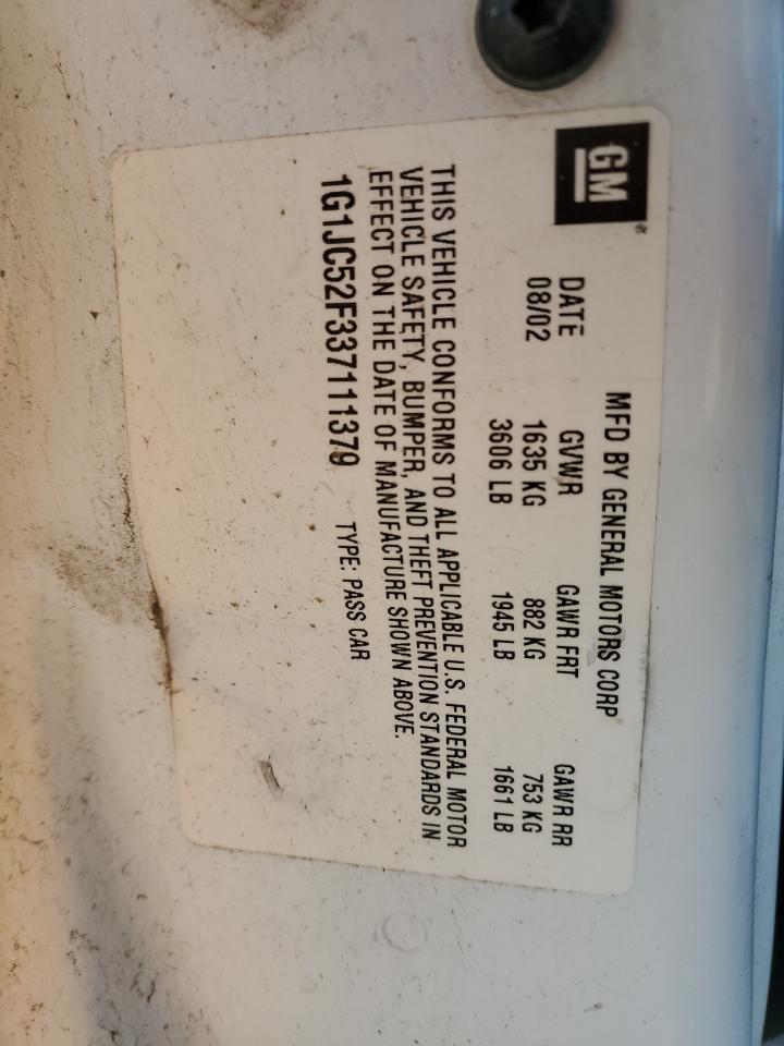 2003 Chevrolet Cavalier VIN: 1G1JC52F337111379 Lot: 60165665