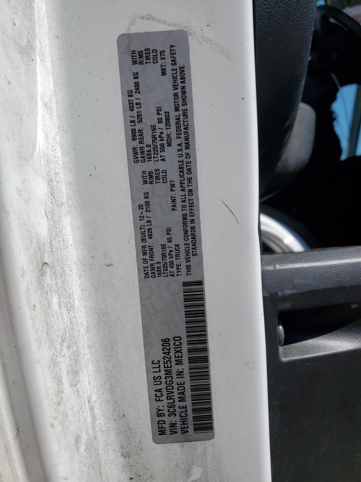 2021 Ram Trucks Promaster VIN: 0LDL0TDG3ME524206 Lot: 49843365