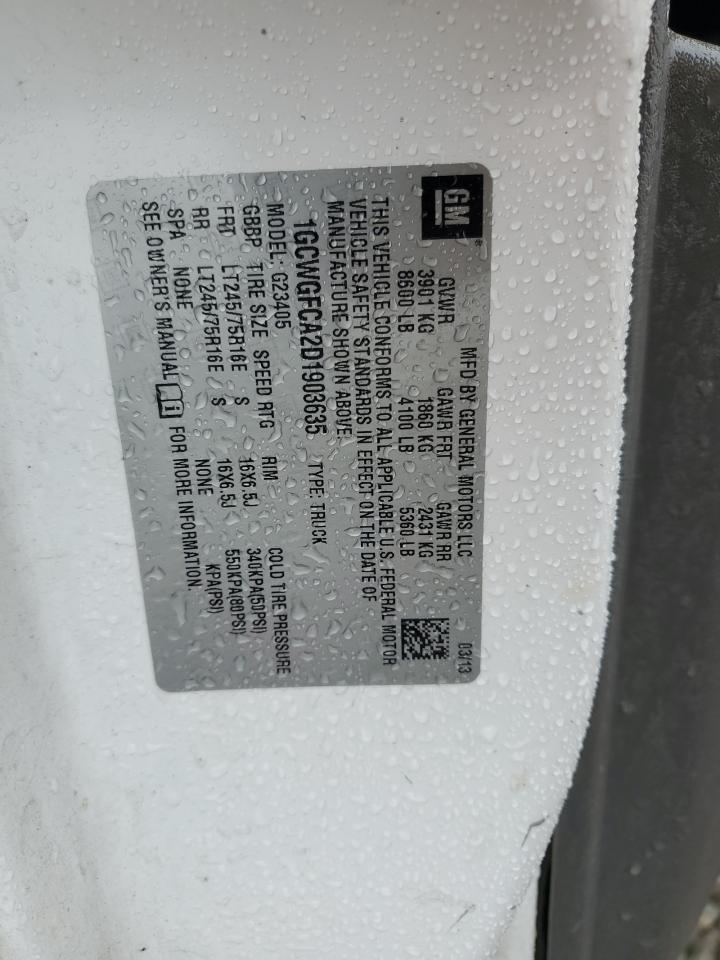 2013 Chevrolet Express G2500 VIN: 1GCWGFCA2D1903635 Lot: 51230305