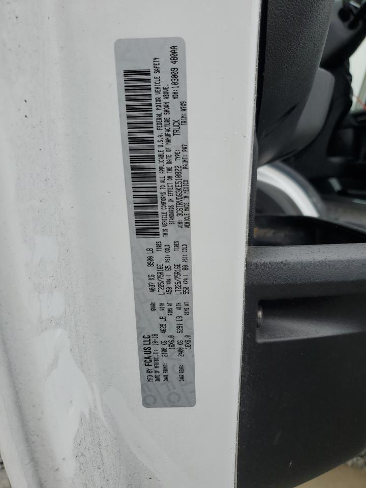2019 Ram Promaster 2500 2500 High VIN: 3C6TRVDG3KE510822 Lot: 49006275