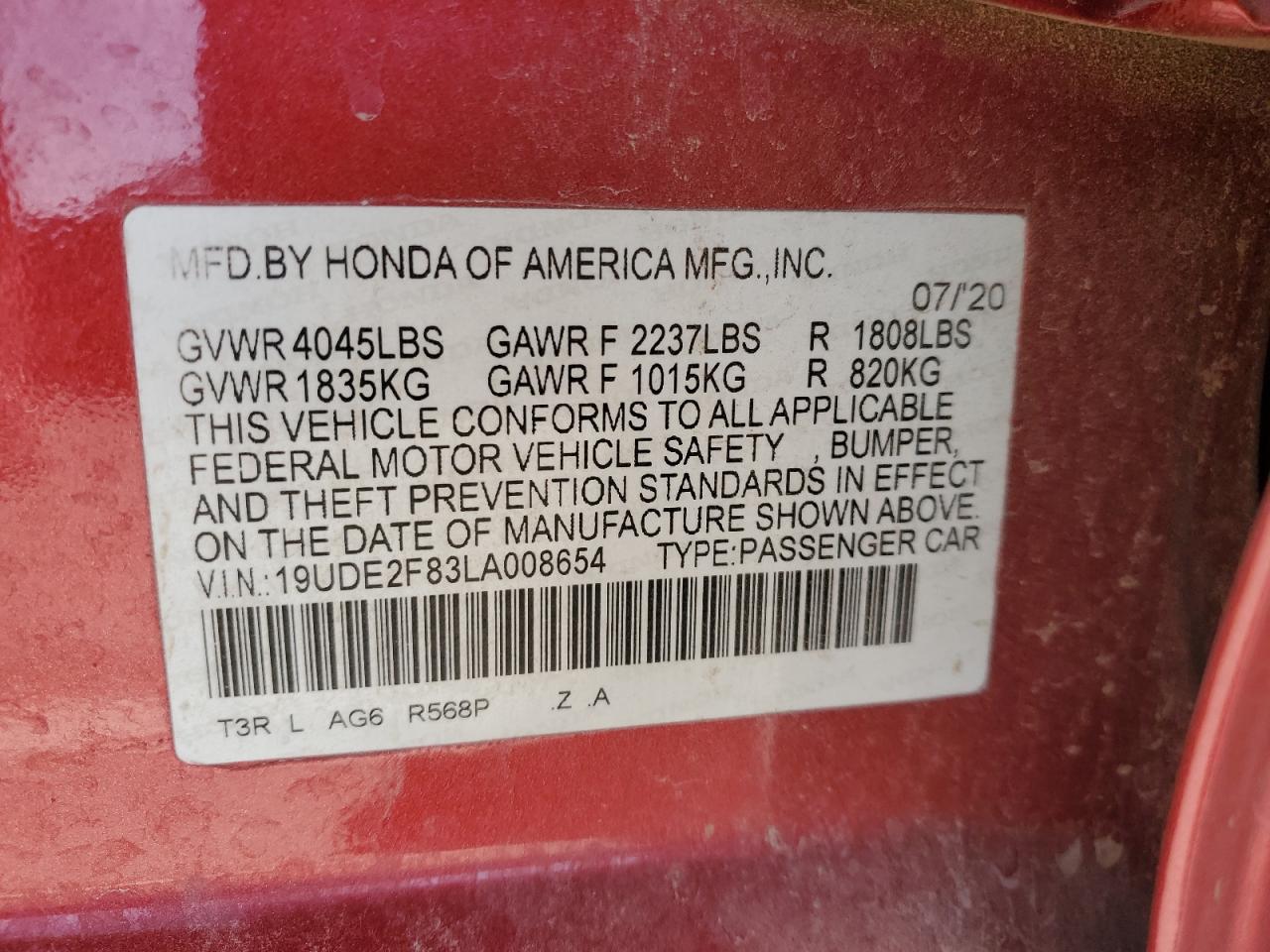 2020 Acura Ilx Premium A-Spec VIN: 19UDE2F83LA008654 Lot: 48290985