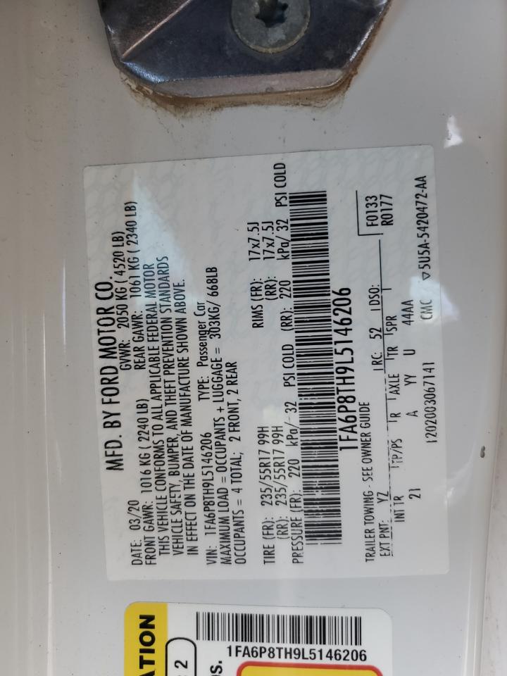 2020 Ford Mustang VIN: 1FA6P8TH9L5146206 Lot: 47846835