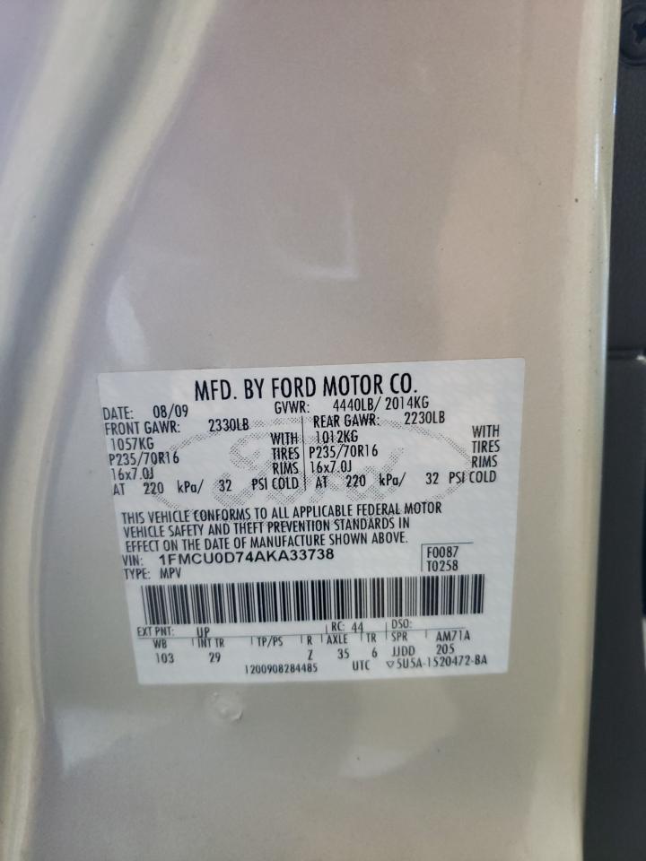 1fmcu0d74aka33738 1FMCU0D74AKA33738 2010 Ford Escape Xlt