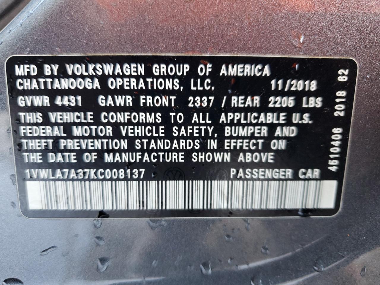 2019 Volkswagen Passat - Image 12