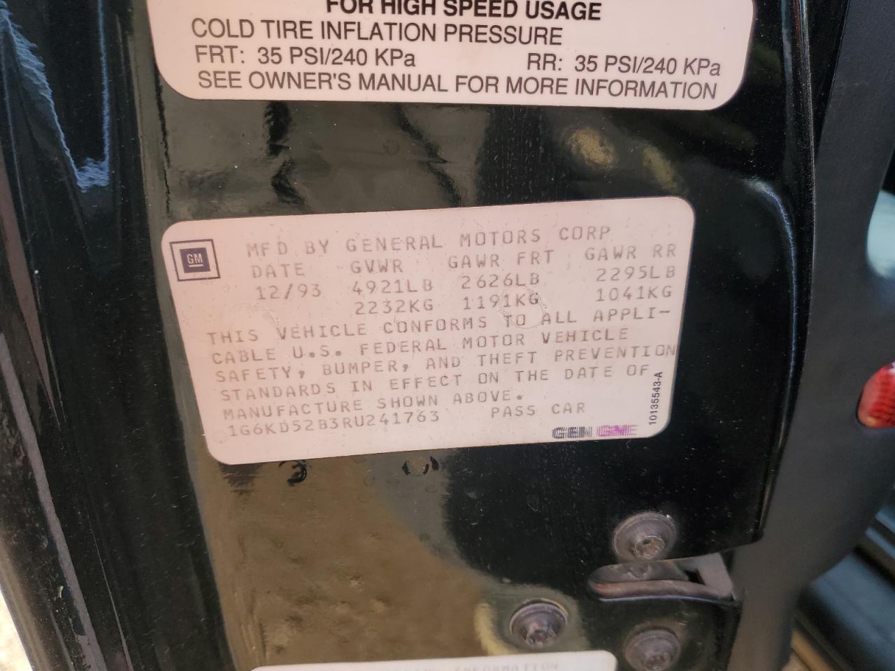 1994 Cadillac Deville VIN: 1G6KD52B3RU241763 Lot: 48931315