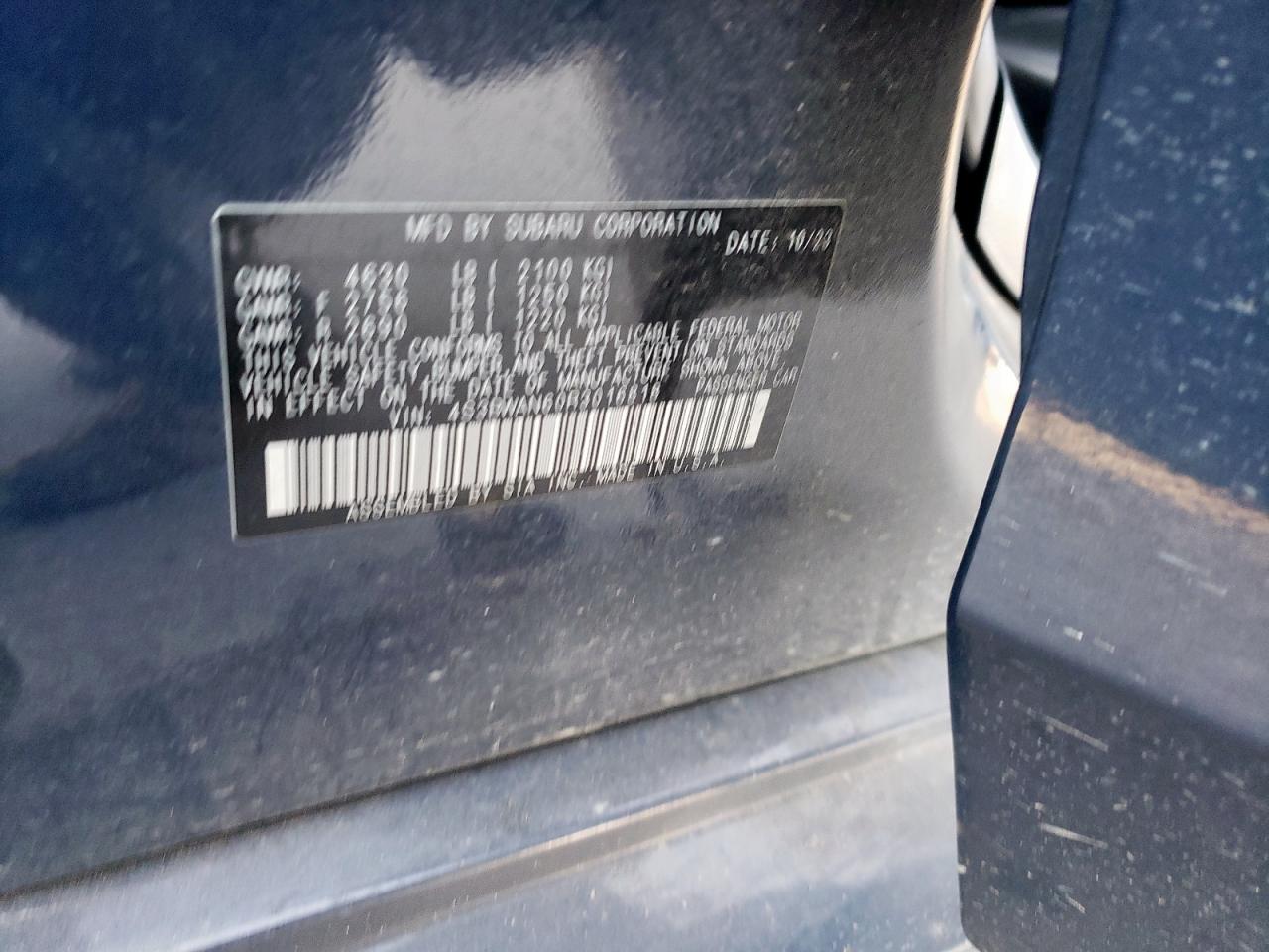 2024 Subaru Legacy Limited VIN: 4S3BWAN60R3016818 Lot: 49592385