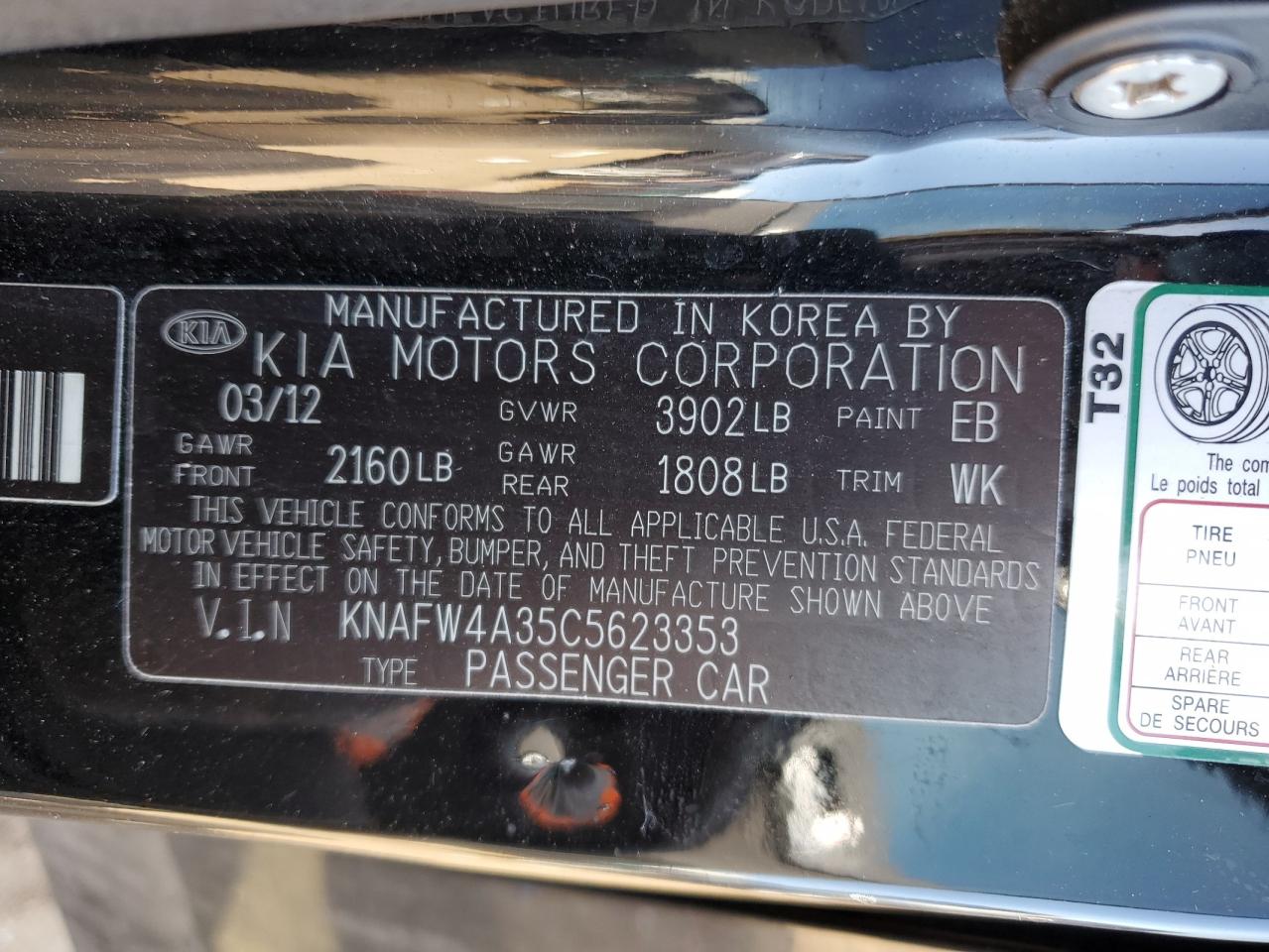 2012 Kia Forte Sx VIN: KNAFW4A35C5623353 Lot: 48526835