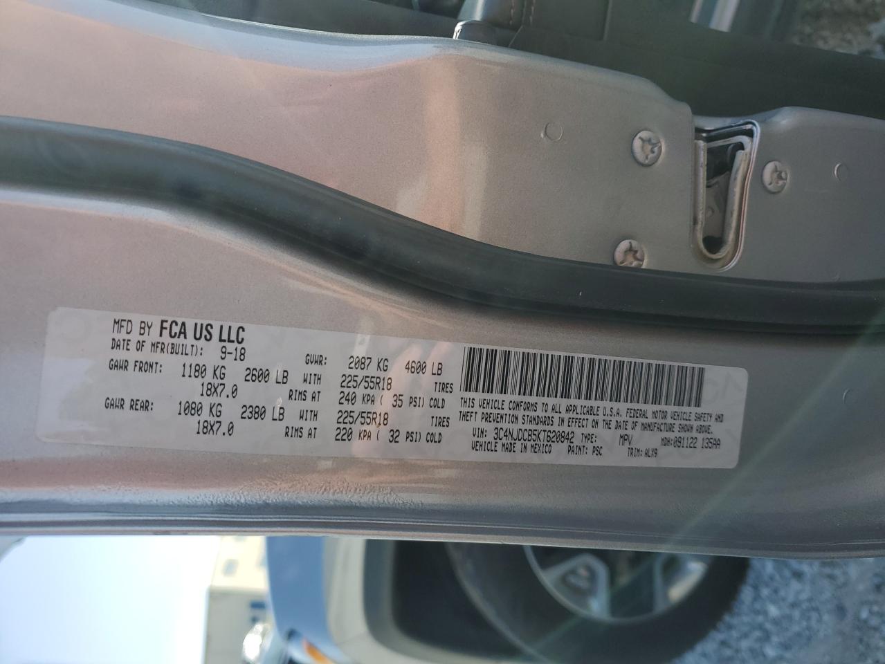 2019 Jeep Compass Limited VIN: 3C4NJDCB5KT620842 Lot: 89272495