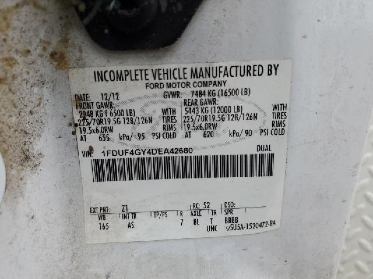 2013 Ford F450 Super Duty VIN: 1FDUF4GY4DEA42680 Lot: 48344845