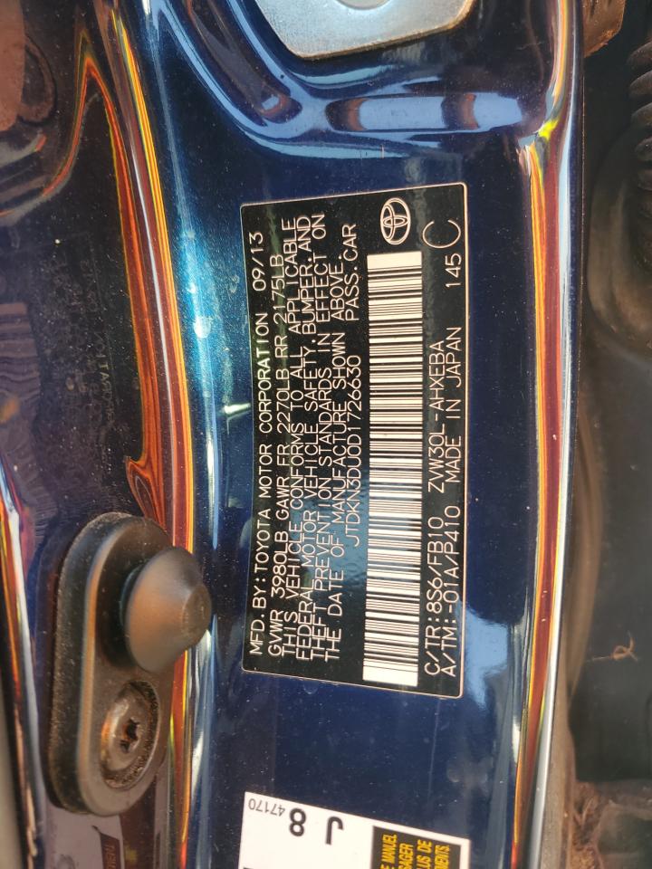 2013 Toyota Prius VIN: JTDKN3DU0D1772663 Lot: 47428935