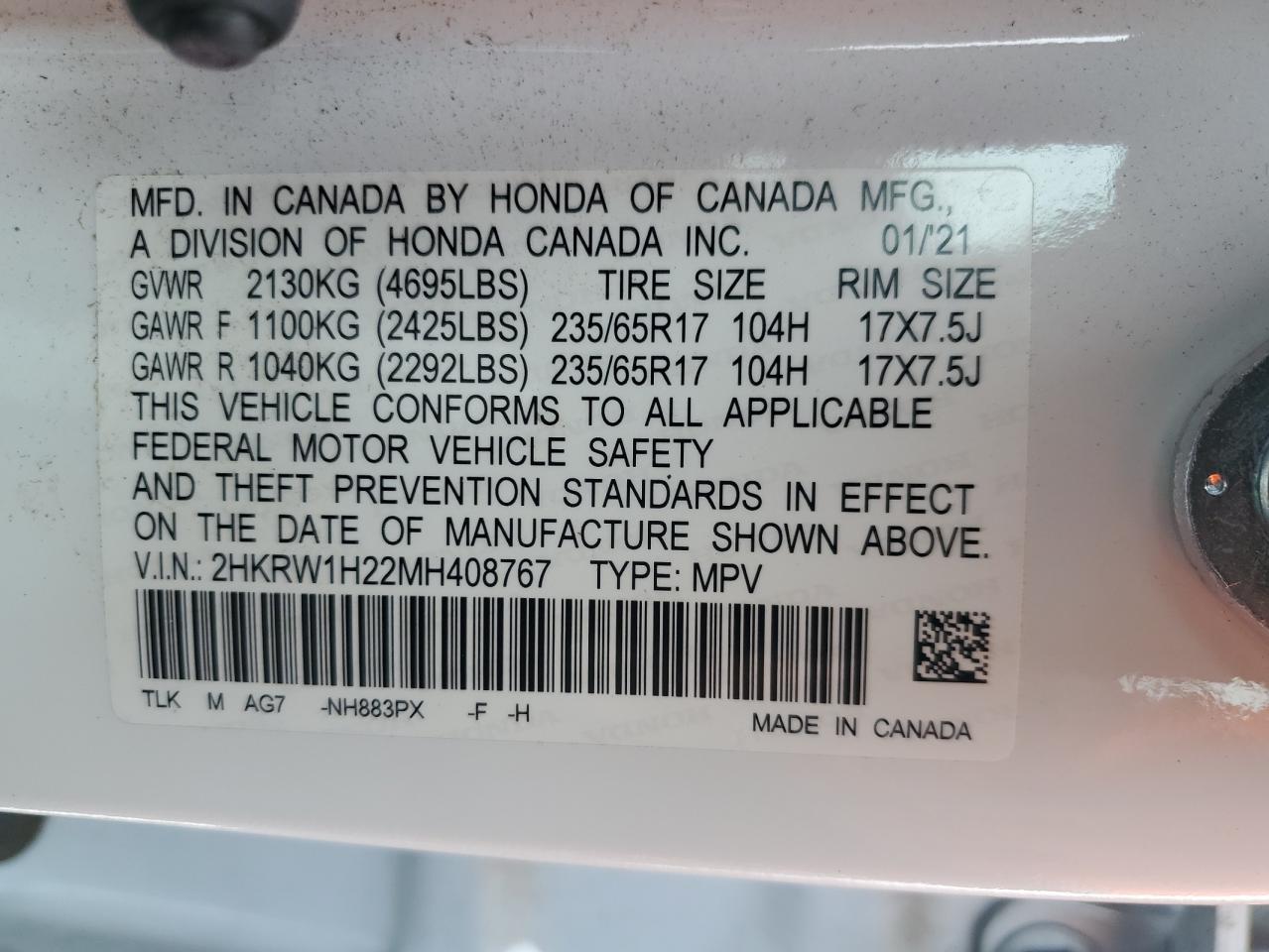 2021 Honda Cr-V Lx VIN: 2HKRW1H22MH408767 Lot: 51014365