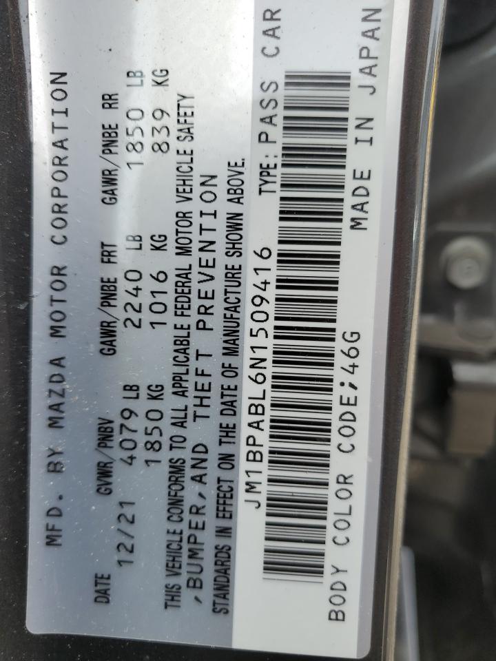 2022 Mazda 3 Select VIN: JM1BPABL6N1509416 Lot: 50944005
