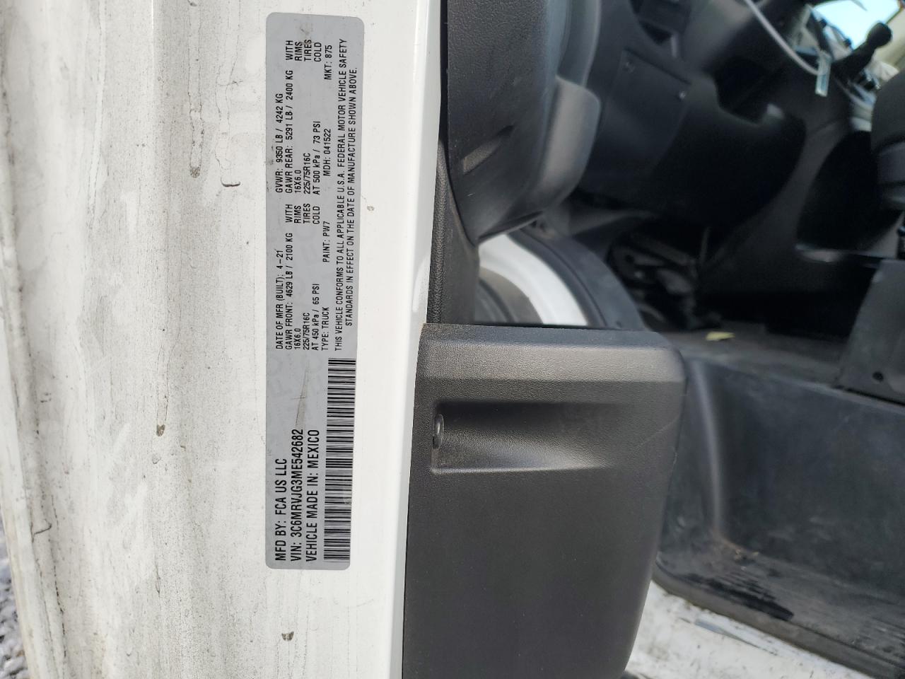 2021 Ram Promaster 3500 3500 High VIN: 3C6MRVJG3ME542682 Lot: 48732665
