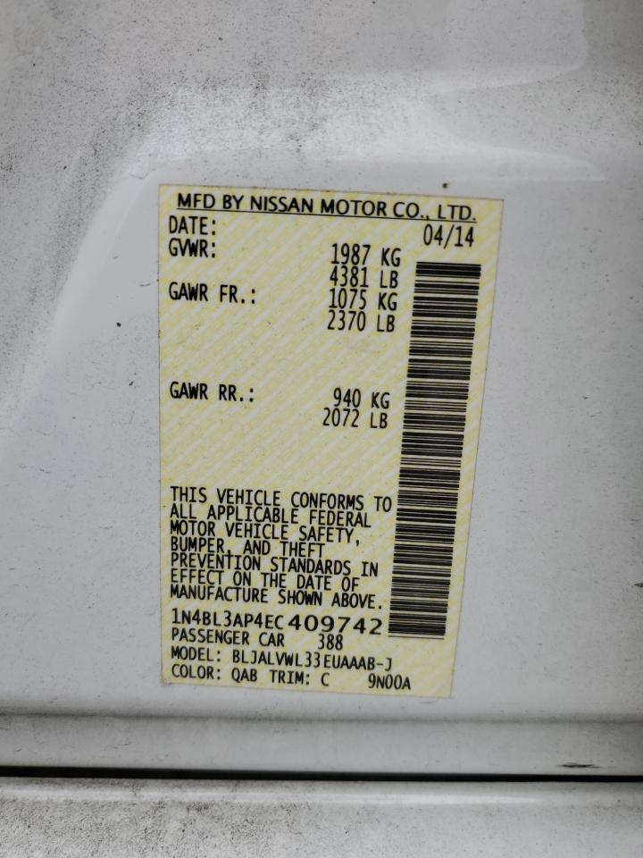 2014 Nissan Altima 3.5S VIN: 1N4BL3AP4EC409742 Lot: 50955285