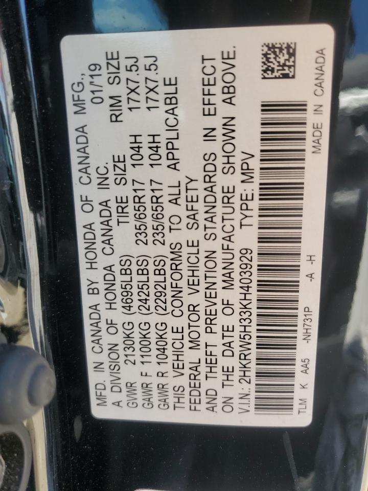 2019 Honda Cr-V Lx VIN: 2HKRW5H33KH403929 Lot: 50521055