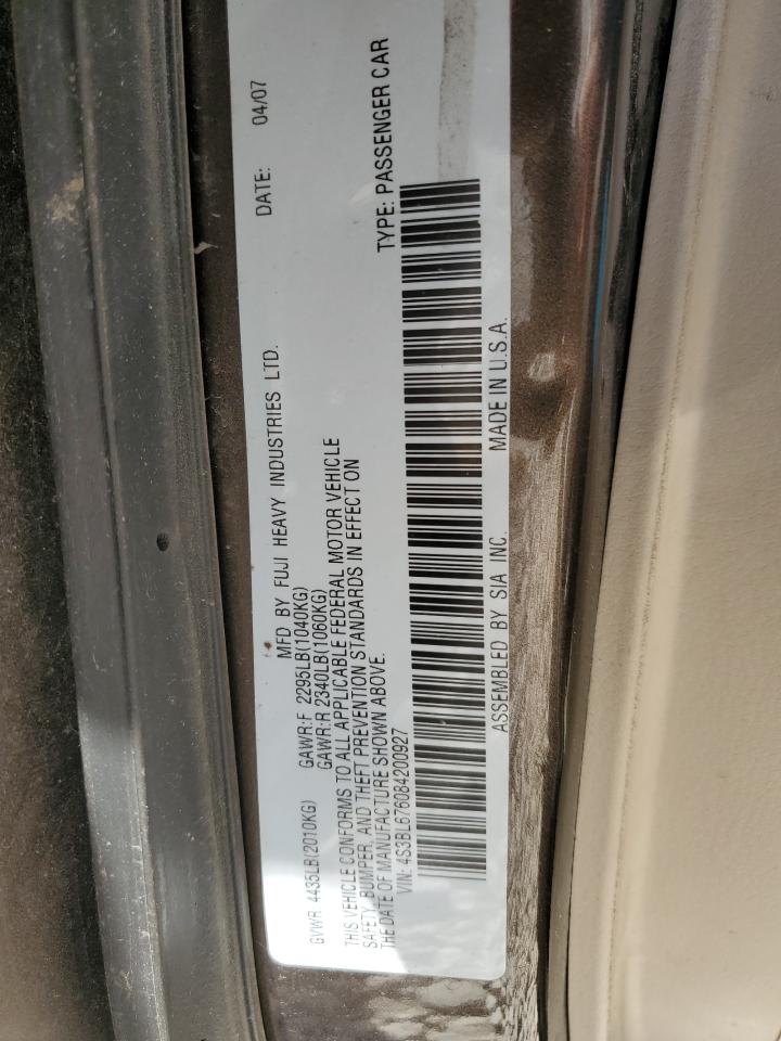 2008 Subaru Legacy Gt Limited VIN: 4S3BL676084200927 Lot: 49910595