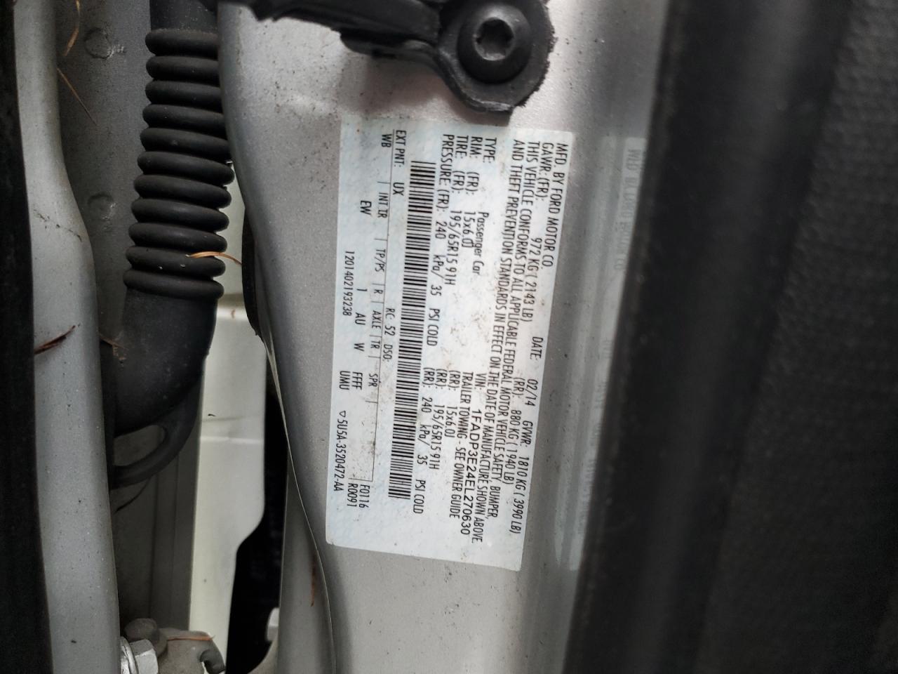2014 Ford Focus S VIN: 1FADP3E24EL270630 Lot: 49691375