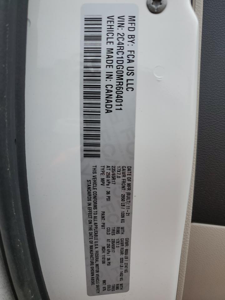 2021 Chrysler Voyager Lxi VIN: 2C4RC1DG0MR604011 Lot: 50742015