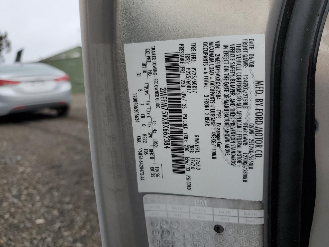 2008 Mercury Grand Marquis Ls VIN: 2MEFM75VX8X662384 Lot: 49658205