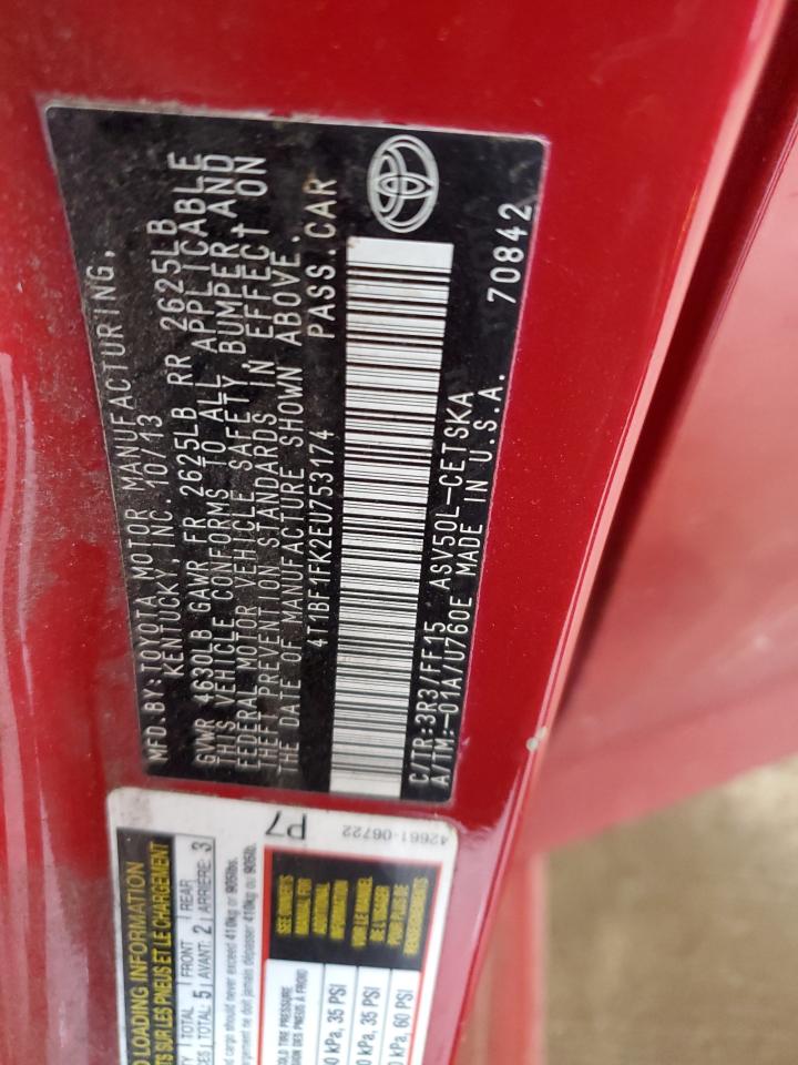 4t1bf1fk2eu753174 4T1BF1FK2EU753174 2014 Toyota Camry L