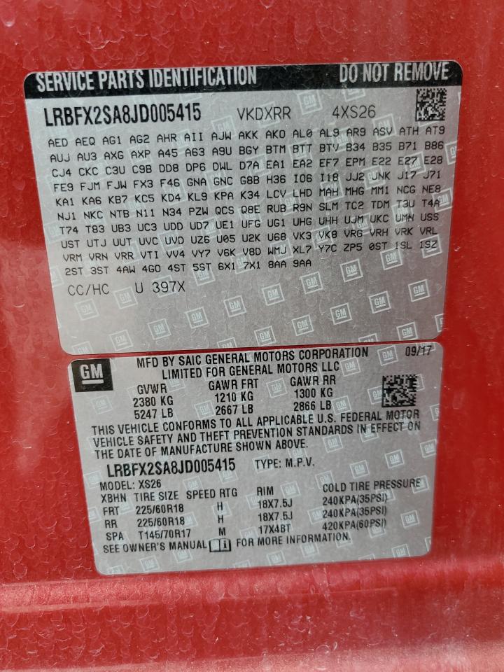 2018 Buick Envision Essence VIN: LRBFX2SA8JD005415 Lot: 48755355