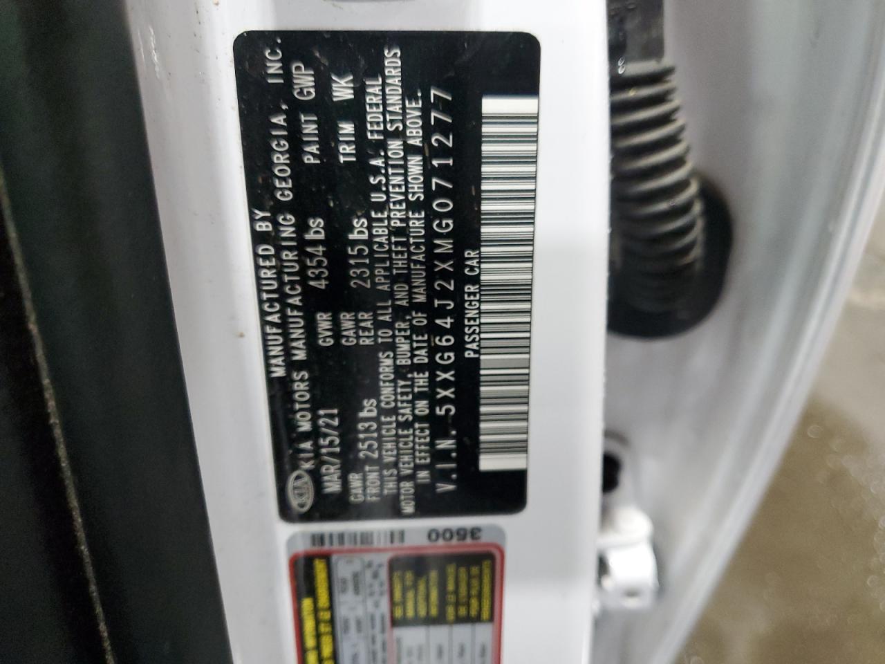 2021 Kia K5 Gt Line VIN: 5XXG64J2XMG071277 Lot: 51017355