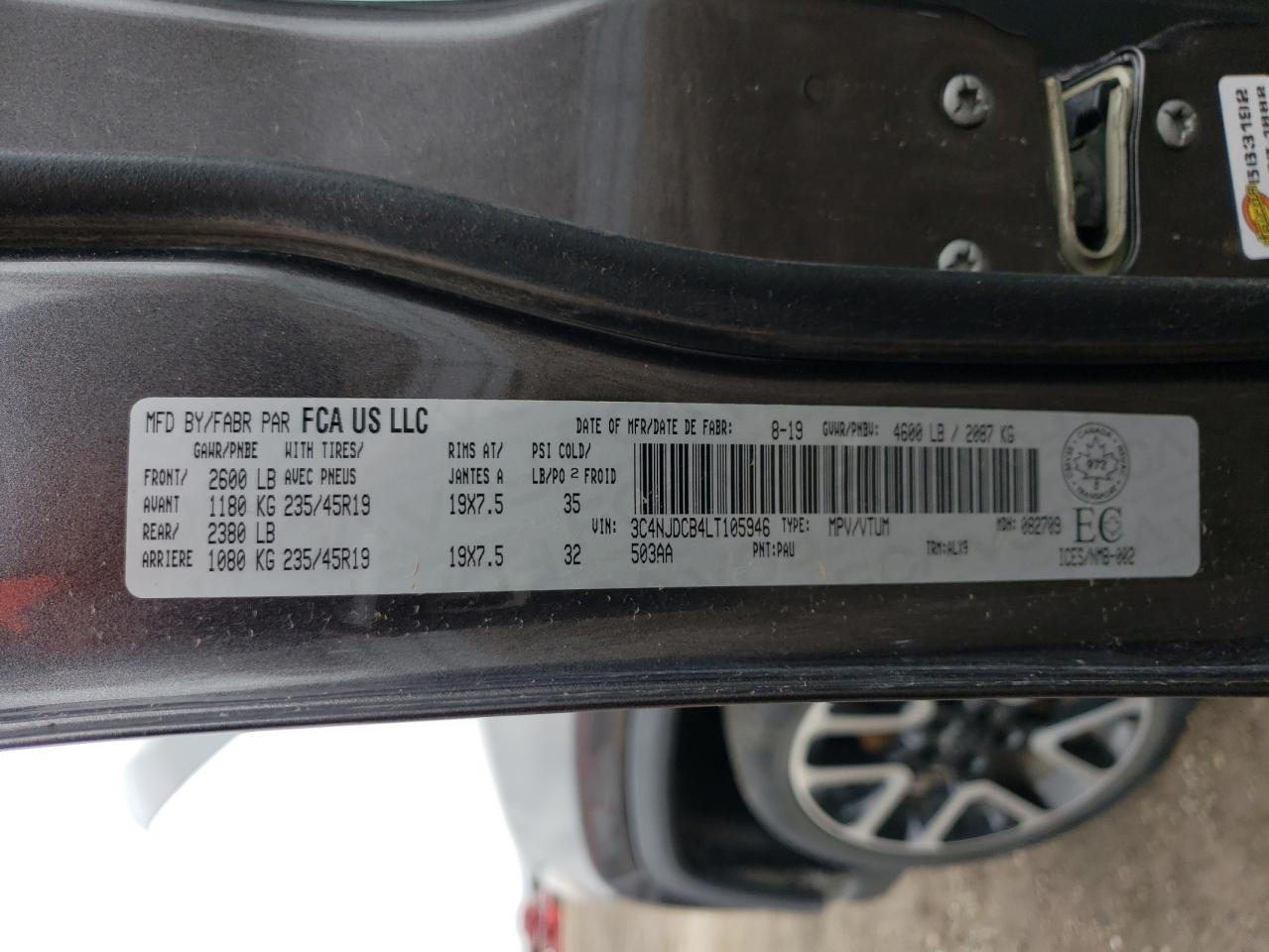 2020 Jeep Compass Limited VIN: 3C4NJDCB4LT105946 Lot: 49146825