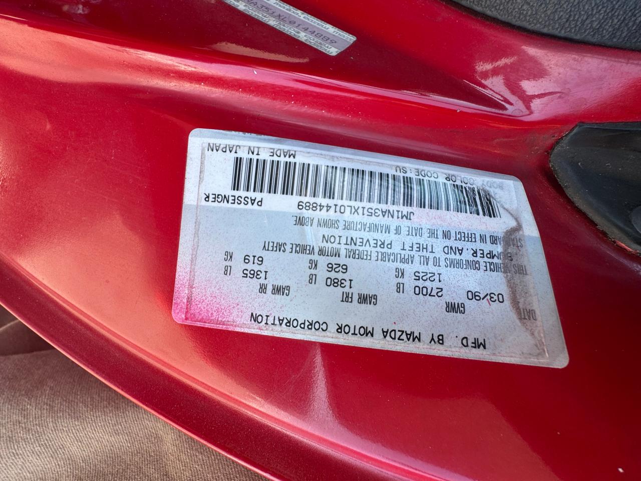 1991 Mazda Mx-5 Miata VIN: 1M1NA351XL0144889 Lot: 50189205