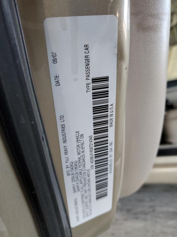 2008 Subaru Legacy 2.5I VIN: 4S3BL616587214345 Lot: 49672625