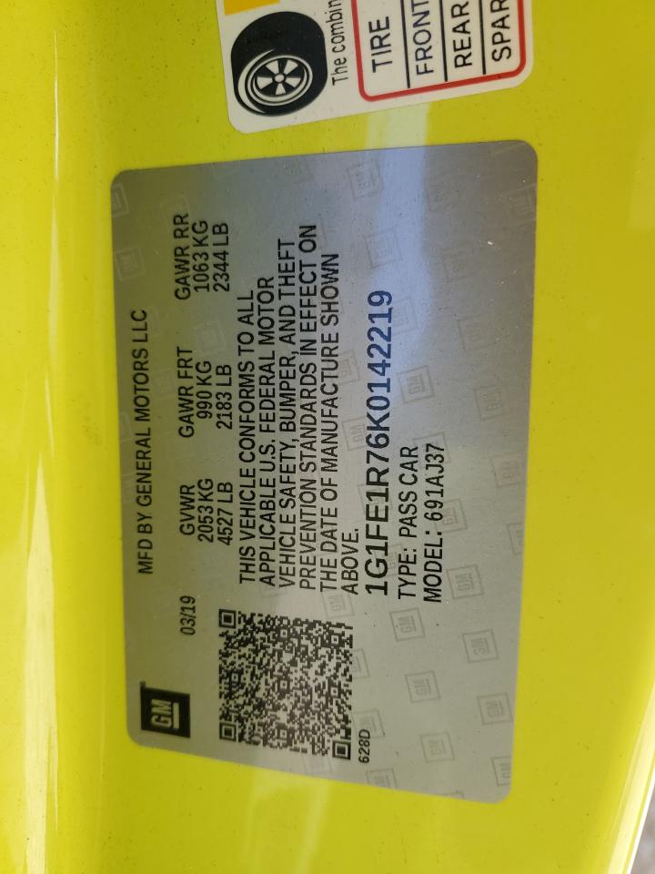 2019 Chevrolet Camaro Ss VIN: 1G1FE1R76K0142219 Lot: 49855735