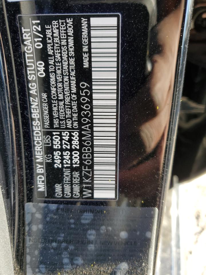 2021 Mercedes-Benz E Amg 53 4Matic VIN: W1KZF6BB6MA936959 Lot: 50154255