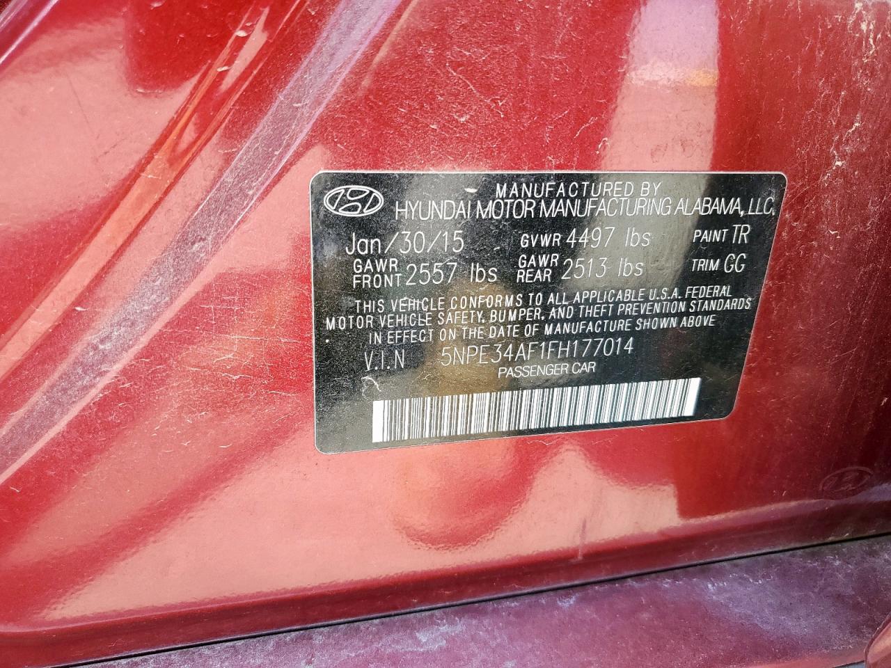 2015 Hyundai Sonata Sport VIN: 5NPE34AF1FH177014 Lot: 49634125