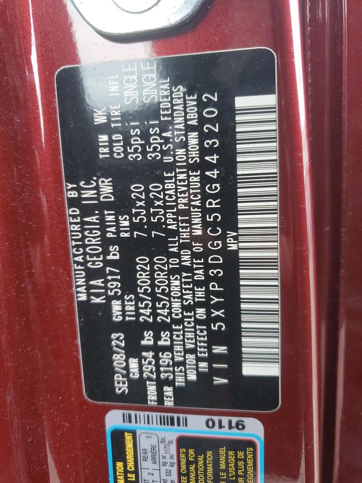 2024 Kia Telluride Ex VIN: 5XYP3DGC5RG443202 Lot: 49665185